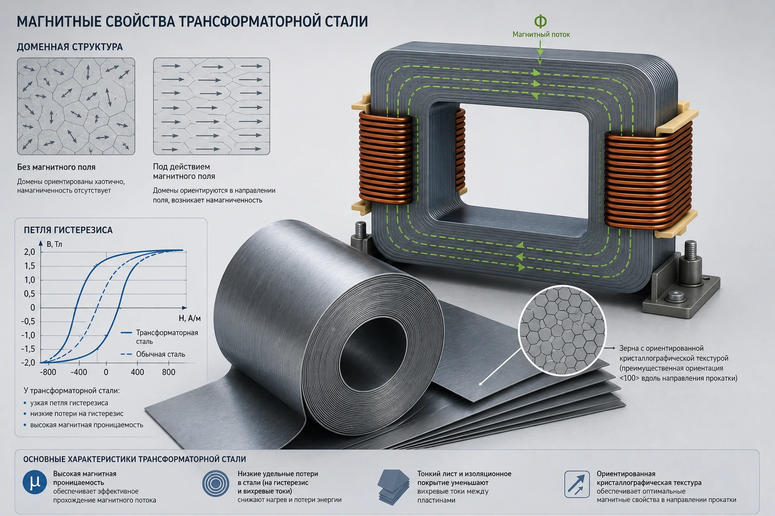 Магнитные свойства трансформаторной стали
